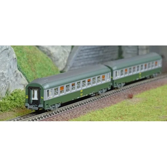 REE Modeles NW187 Set of 2 UIC B9c9x sleeping cars, high roof, Live... NW-187-REE Modeles NW187 Set of 2 UIC B9c9x sleeping cars, high roof, Livery 160, grey roof