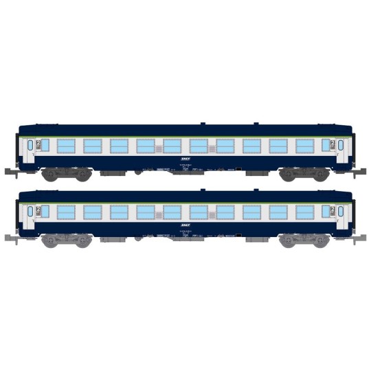 NW-189-REE Modeles NW189 Set of 2 UIC B9c9x sleeping cars, low roof, TEN livery, framed logo