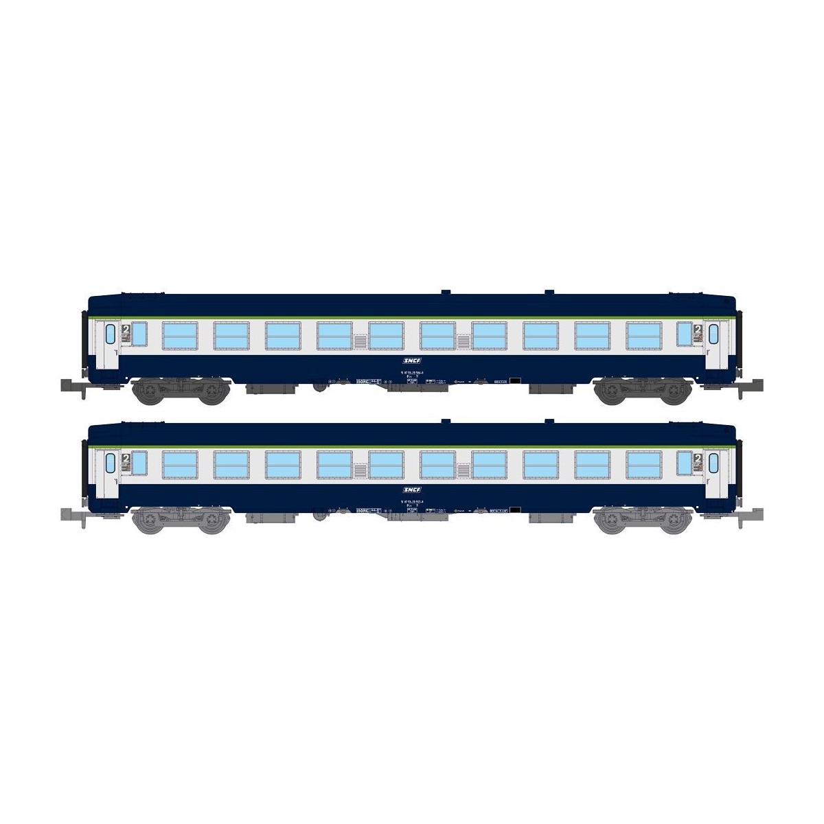 REE Modeles NW189 Set of 2 UIC B9c9x sleeping cars, low roof, TEN l...
