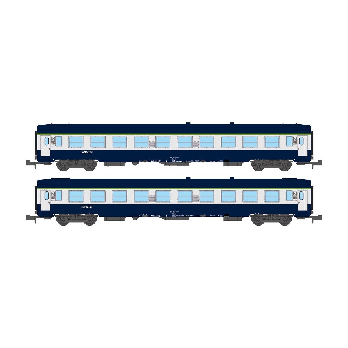 REE Modeles NW193 Set de 2 voitures Couchettes UIC B9c9x, toit bas, Livrée TEN, Logo Nouille Ree Modeles NW-193 - 4