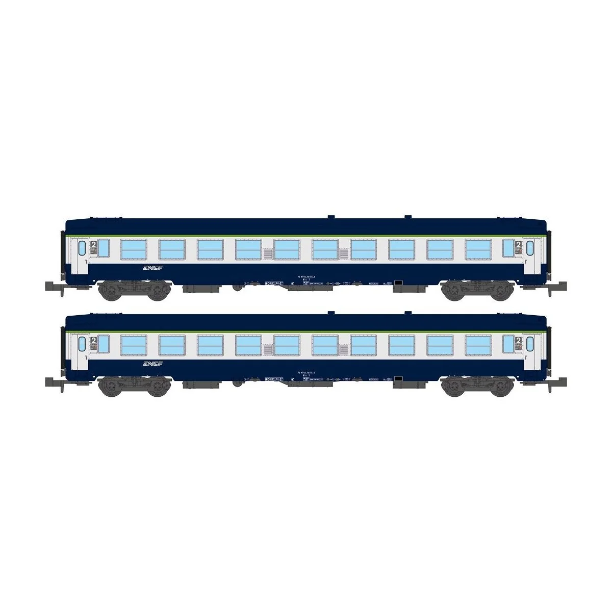 REE Modeles NW193 Set of 2 UIC B9c9x sleeping cars, low roof, TEN l... REE Modeles NW193 Set of 2 UIC B9c9x sleeping cars, low roof, TEN l...