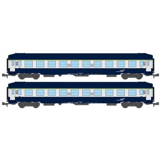 NW-195-REE Modeles NW195 Set of 2 UIC B9c9x Sleeping Cars, High Roof, TEN Livery, Cap Logo