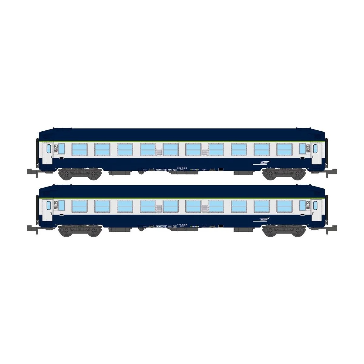 REE Modeles NW195 Set de 2 voitures Couchettes UIC B9c9x, toit haut, Livrée TEN, Logo Casquette Ree Modeles NW-195 - 4