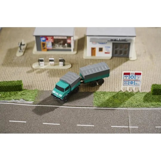 500504165-Mercedes Unimog U406 Forestry with 2.4GHz RTR 1/87 Carson trailer