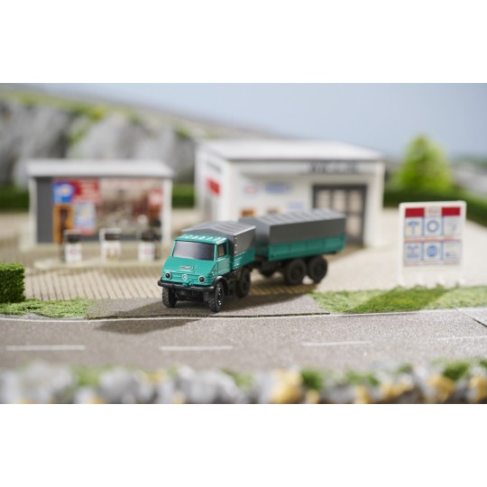 500504165-Mercedes Unimog U406 Forestry with 2.4GHz RTR 1/87 Carson trailer