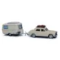 SAI 1826 Ivory Peugeot 403 with Eriba caravan, roof rack, 2 suitcas... Sai_1826-SAI 1826 Ivory Peugeot 403 with Eriba caravan, roof rack, 2 suitcases, driver and passenger