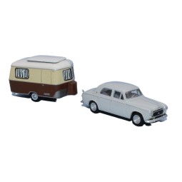 SAI 6238 Peugeot 403-7, pearl grey, with ivory beige Eriba caravan ...