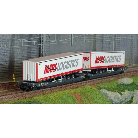 Trix_24472-Trix 24472 Wagon wagon-poche articulé Sdggmrss 738 (T3000e), DB AG, chargé semi-remorques Mars