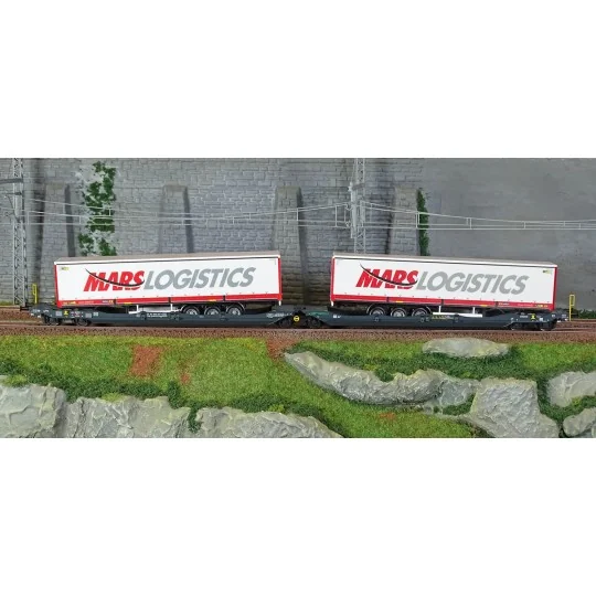 Trix_24472-Trix 24472 Wagon wagon-poche articulé Sdggmrss 738 (T3000e), DB AG, chargé semi-remorques Mars