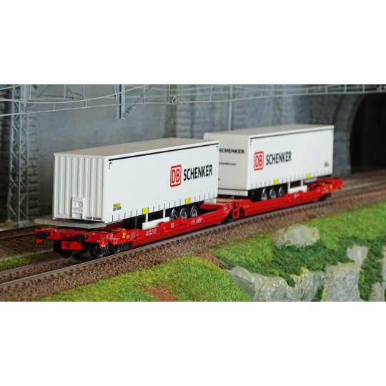 Marklin_47470-Marklin 47470 Wagon-poche articulé Sdggmrss 738 (T3000e), DB AG, chargé semi-remorques DB Schenker