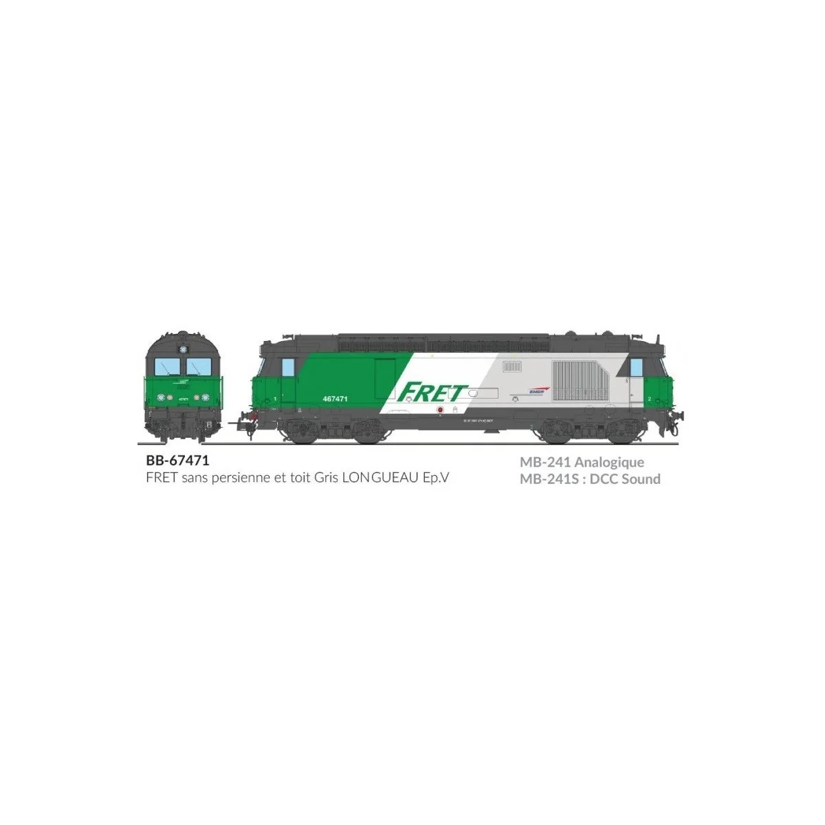 Ree Modeles MB241 BB 67471 diesel locomotive, without louvers, FRET...