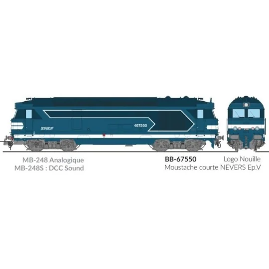 MB-248.S-Ree Modeles MB248.S BB 67550 diesel locomotive, Nouille logo, SNCF, Nevers depot, digital sound, smoke