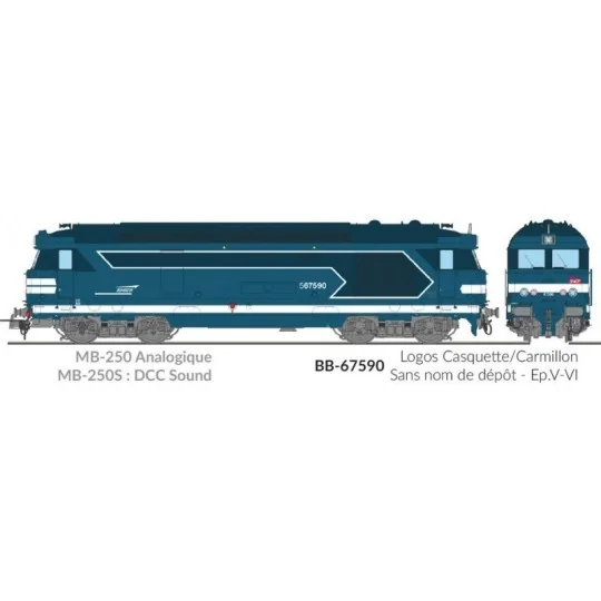 MB-250-Ree Modeles MB250 BB 67590 Diesel Locomotive, Cap/Carmillon Logo, SNCF