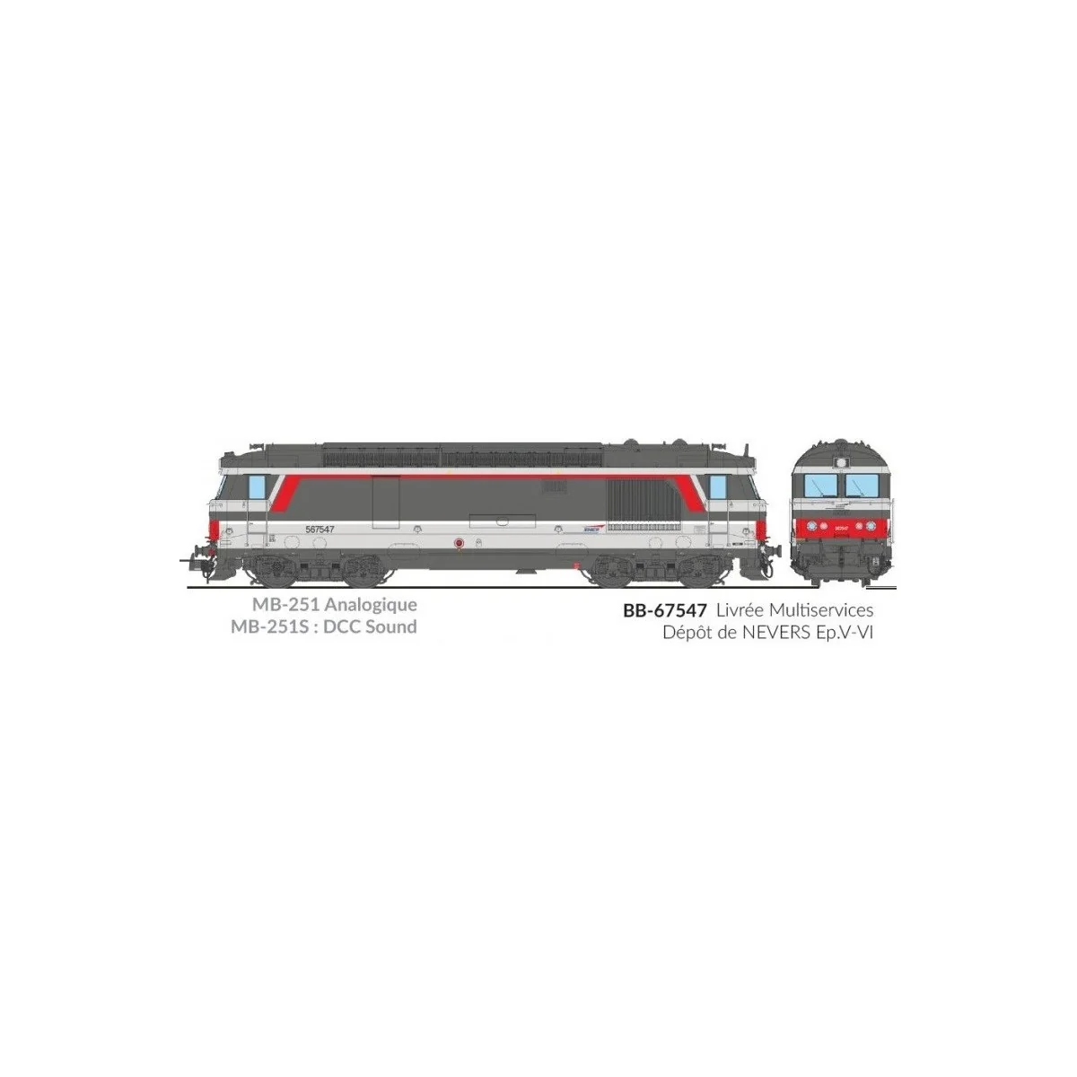 Ree Modeles MB251 Locomotive diesel BB 67547, livrée Multiservices, SNCF Ree Modeles MB-251 - 4