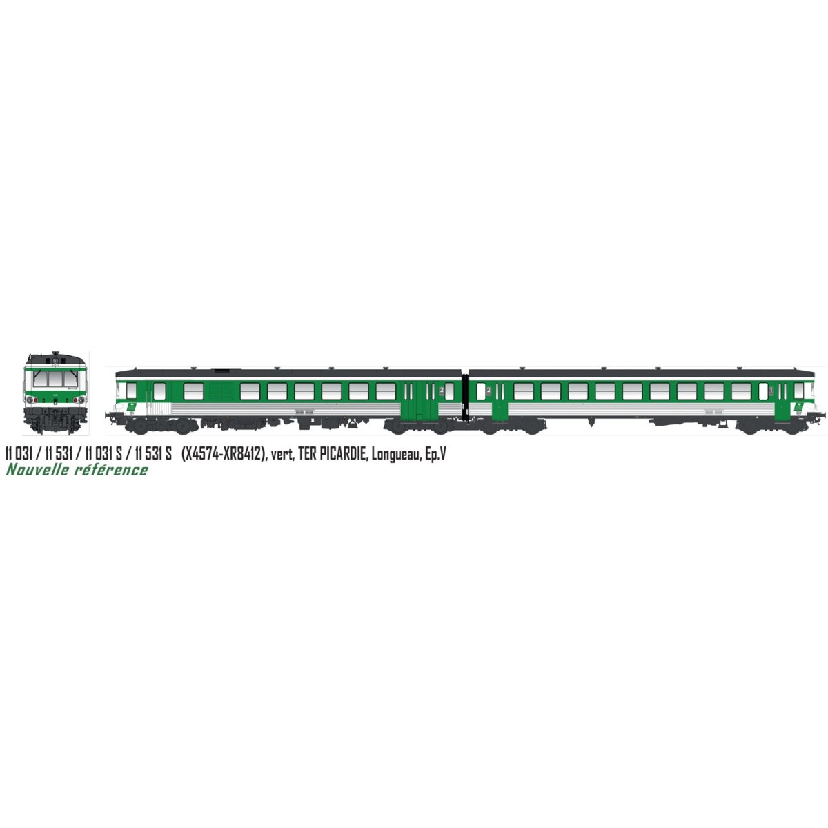 LS Models 11031S EAD X4574 - XR8412 Railcar, Green, TER Picardie, L...