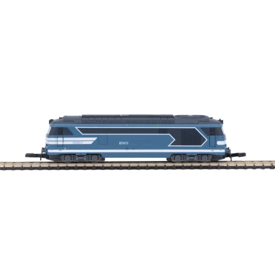 AZAR_L01-BL3A-Azar L01-BL3A BB 67411 diesel locomotive, SNCF, blue livery, "noodle" logo, Z scale