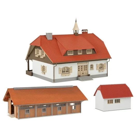 Faller_130583-Faller 130583 Model Kit, Farm with Stable and Garage