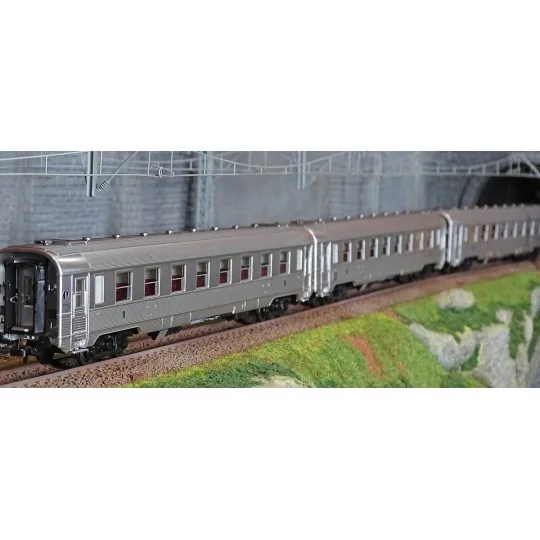 HJ4174-Jouef HJ4174 Set de 3 voitures voyageurs courtes DEV Inox, SNCF, A8 / A3B5 / BRT, ep.III