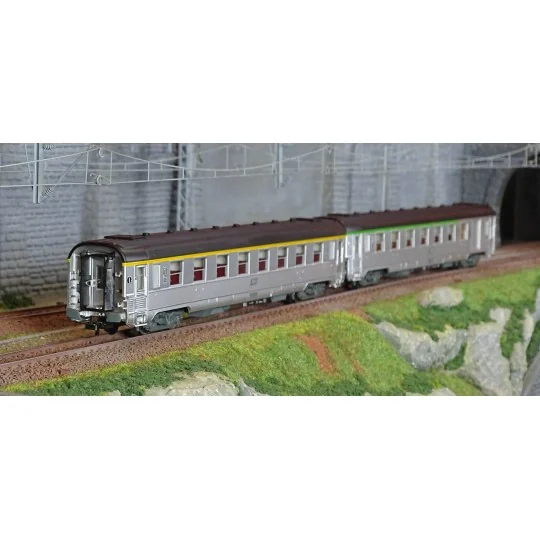HJ4176-Jouef HJ4176 Set de 2 voitures voyageurs courtes DEV Inox, SNCF, cartouche Corail, A8 / B6D