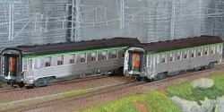 Jouef HJ4177 Set de 2 voitures voyageurs courtes DEV Inox, SNCF, cartouche Corail, B8 / B8 Jouef HJ4177 - 1
