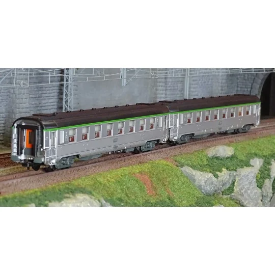 HJ4177-Jouef HJ4177 Set de 2 voitures voyageurs courtes DEV Inox, SNCF, cartouche Corail, B8 / B8