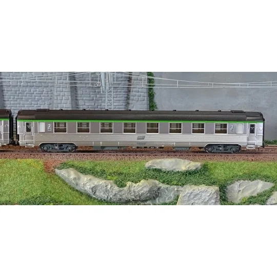 HJ4177-Jouef HJ4177 Set de 2 voitures voyageurs courtes DEV Inox, SNCF, cartouche Corail, B8 / B8