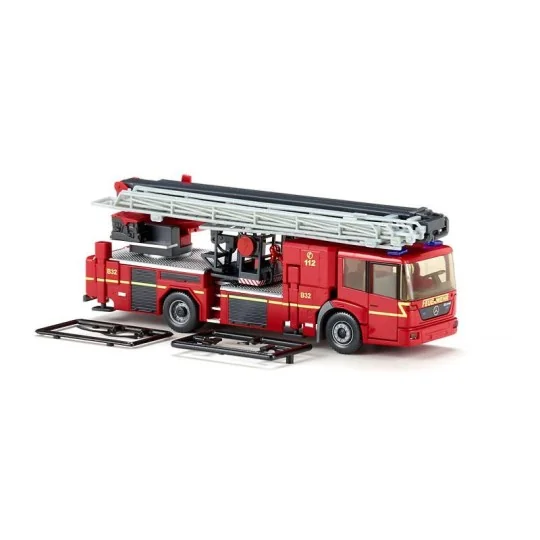 Wiking_062846-Wiking 062846 Camion de pompiers, MB Econic Mercedes, Grande échelle