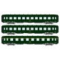 VB-392-Ree Modeles VB392 Set of 3 short DEV AO passenger cars, SNCF, B10 U52 / A8, green 306, ep.IV