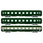 Ree Modeles VB396 Set de 3 voitures voyageurs DEV AO courtes, SNCF, A7x ex B8 / 2x B8 ex-A8, vert 302, ep.IV-V Ree Modeles VB-39 VB-396-Ree Modeles VB396 Set de 3 voitures voyageurs DEV AO courtes, SNCF, A7x ex B8 / 2x B8 ex-A8, vert 302, ep.IV-V