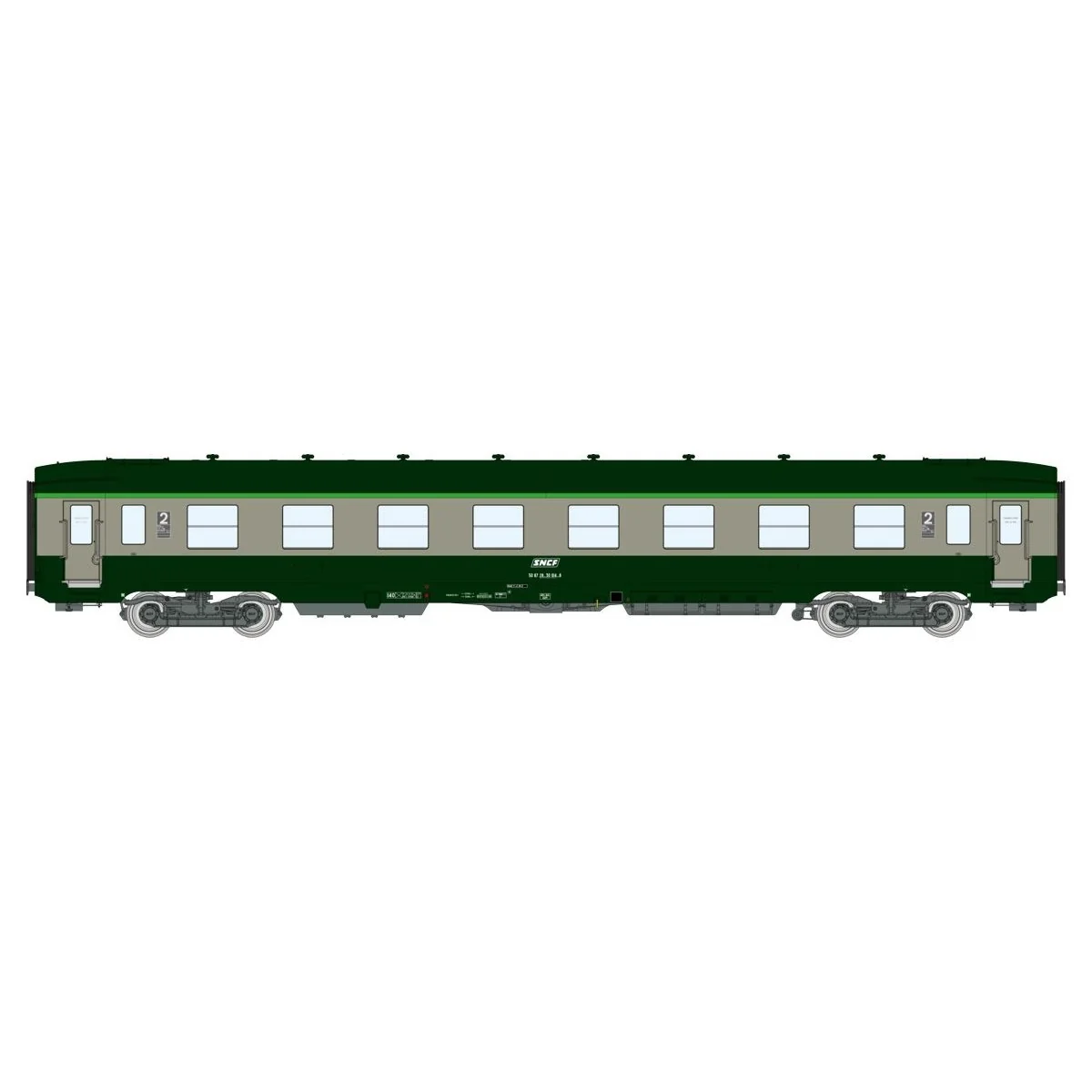 Ree Modeles VB398 Voiture voyageurs DEV AO courte, SNCF, B8 ex-A8 U53, vert 302/gris 804, ep.IV-V Ree Modeles VB-398 - 3