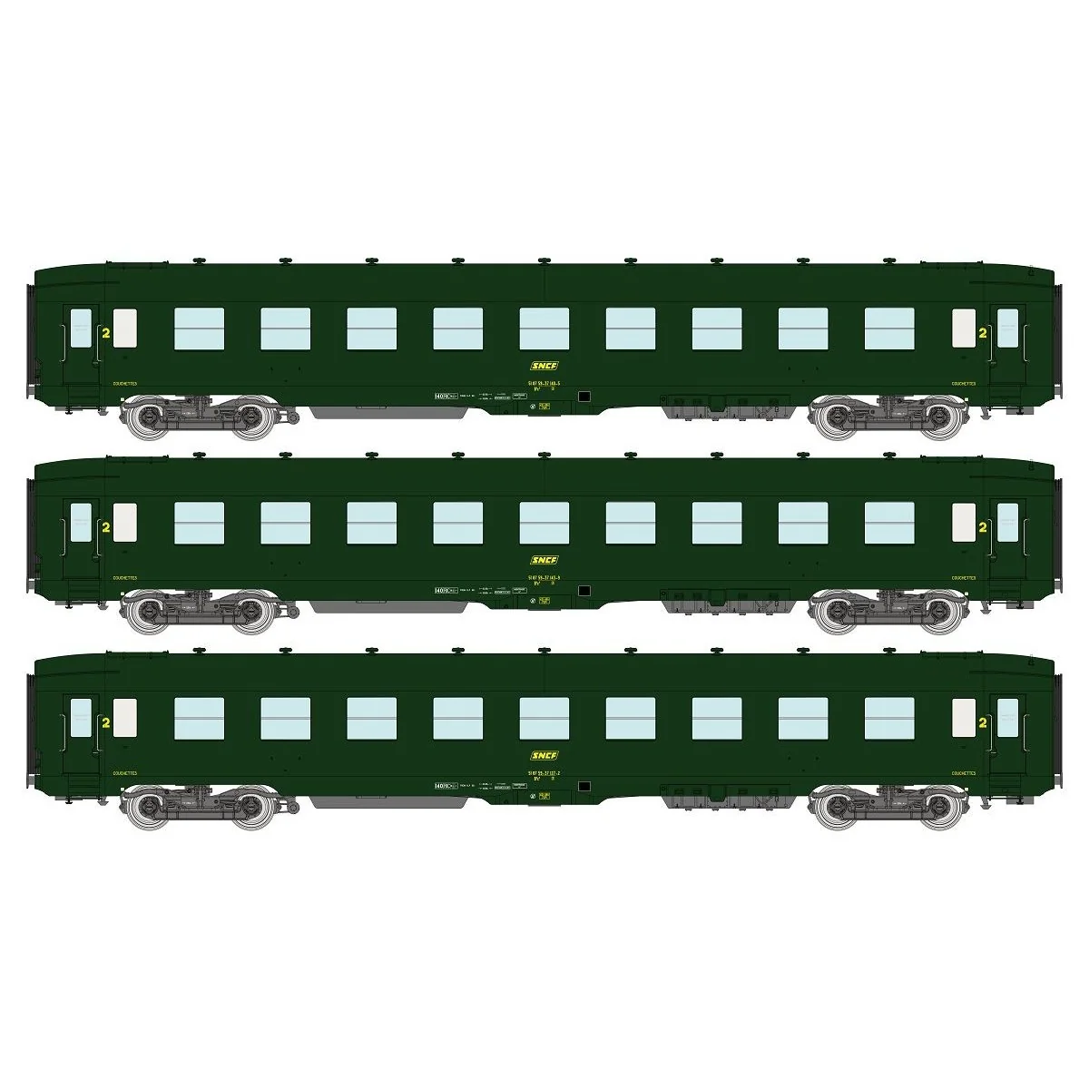 Ree Modeles VB405 Set of 3 DEV AO Sleeping Cars, SNCF, B9c9, Green ...