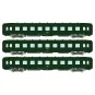 Ree Modeles VB405 Set de 3 voitures voyageurs DEV AO Couchettes, SNCF, B9c9, Vert 301, logo encadré, ep.IV Ree Modeles VB-405 - VB-405-Ree Modeles VB405 Set de 3 voitures voyageurs DEV AO Couchettes, SNCF, B9c9, Vert 301, logo encadré, ep.IV