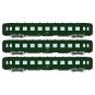 VB-405-Ree Modeles VB405 Set de 3 voitures voyageurs DEV AO Couchettes, SNCF, B9c9, Vert 301, logo encadré, ep.IV