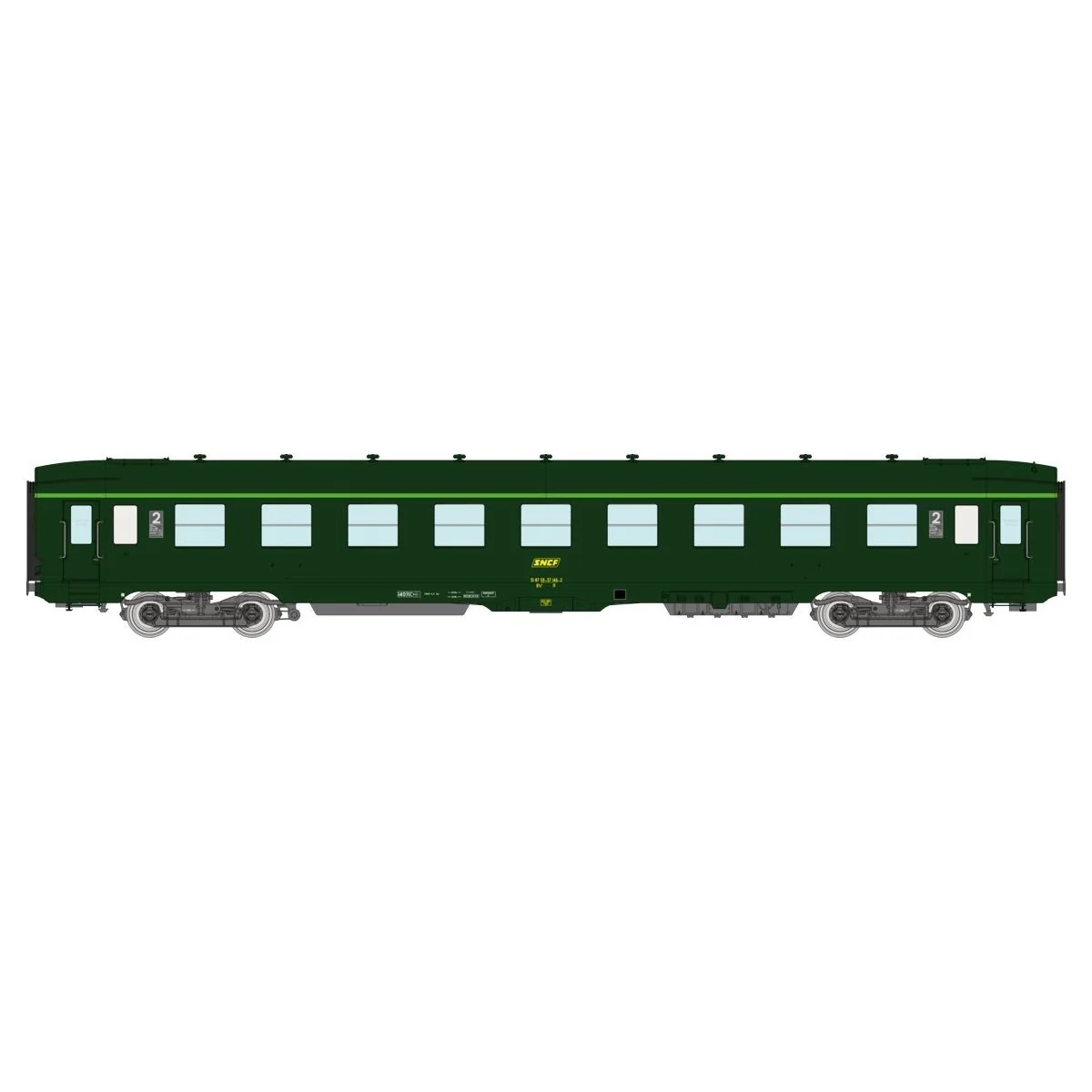 Ree Modeles VB407 Voiture voyageurs DEV AO Couchettes, SNCF, B9c9, Vert 301, logo encadré, cartouche Corail, ep.IV-V Ree Modeles