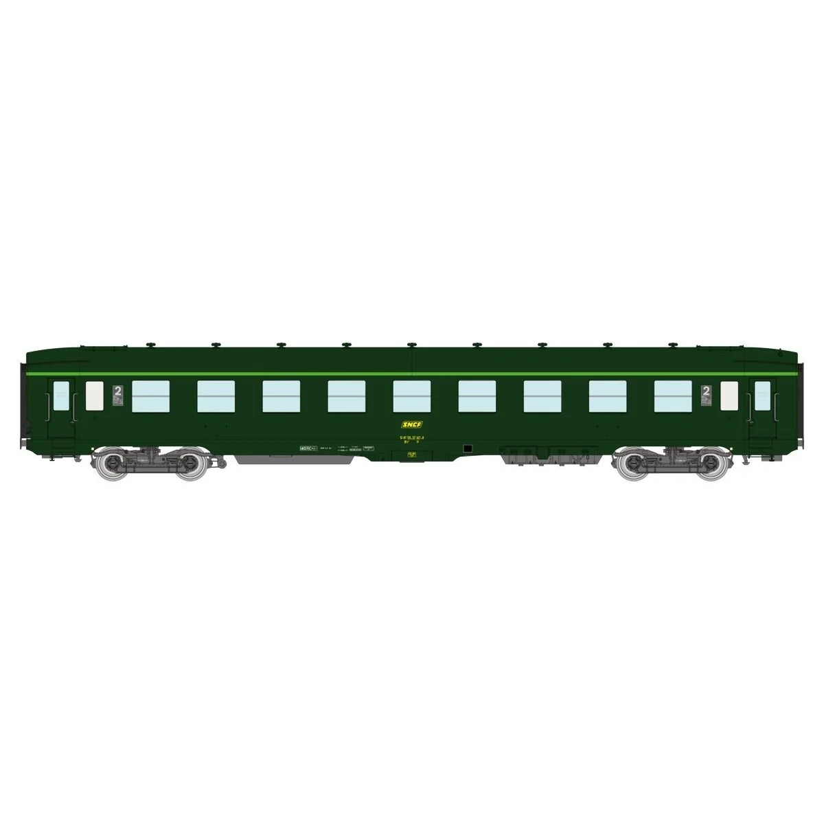 Ree Modeles VB408 Voiture voyageurs DEV AO Couchettes, SNCF, B9c9, Vert 301, logo encadré, cartouche Corail, ep.IV-V Ree Modeles