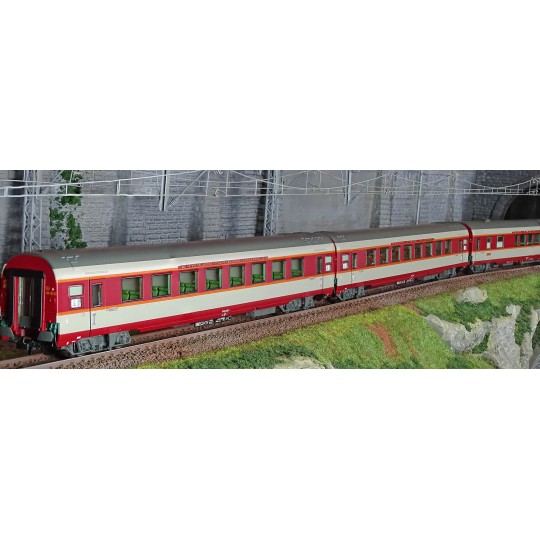 HJ4191-Jouef HJ4191 Set of 3 Grand Confort passenger cars TEE Le Kléber, SNCF, A8u / A8tu / Vru, illuminated