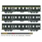 EPM_41.33.06-EPM 41.33.06 Set de 3 voitures Romilly, A10 1/2t + B9 1/2t + B9 1/2t, châssis gris, logo encadré jaune, SNCF, éclairé
