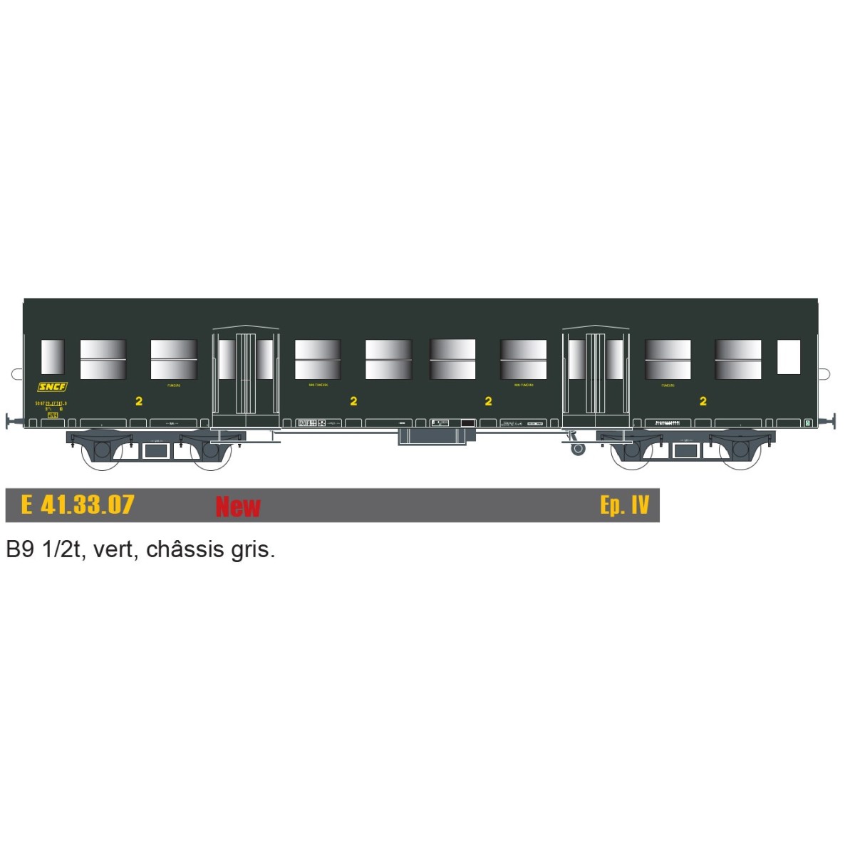 EPM 41.33.07 Romilly coach, B9 1/2t, grey chassis, yellow framed lo...