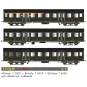 EPM_41.33.08-EPM 41.33.08 Set of 3 Romilly coaches, ABtmyp + Btmyfp + BDtmyp, black chassis, SNCF, illuminated