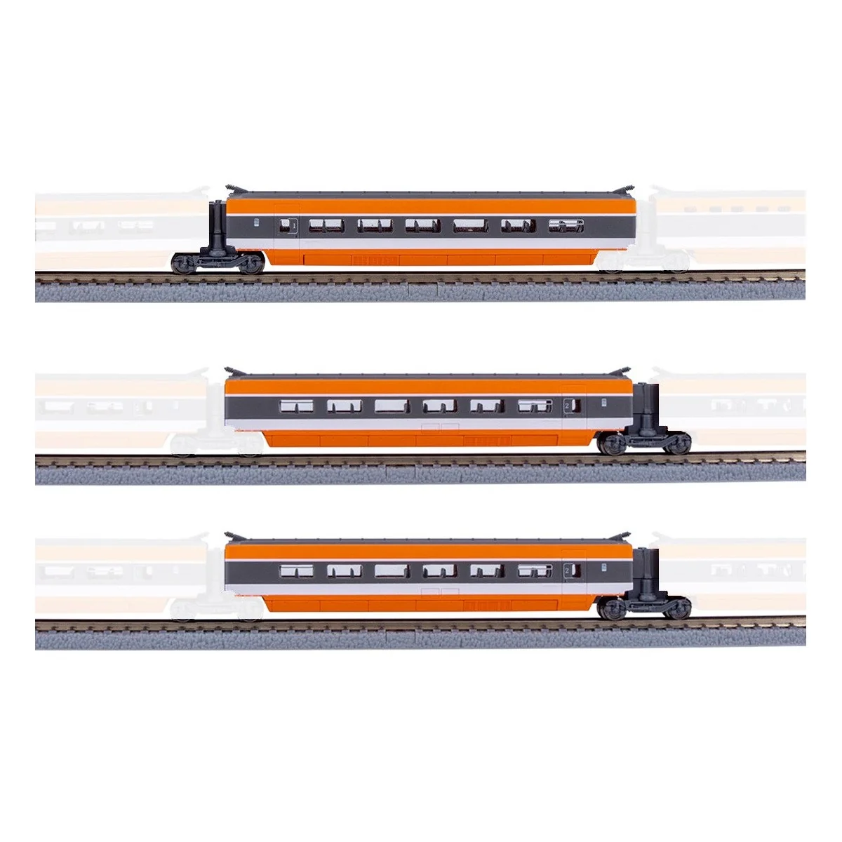 Azar T01-OR2 Set de 3 voitures supplémentaires TGV Paris Sud-Est (PSE), record du monde, SNCF, orange, échelle Z AZAR Models AZA
