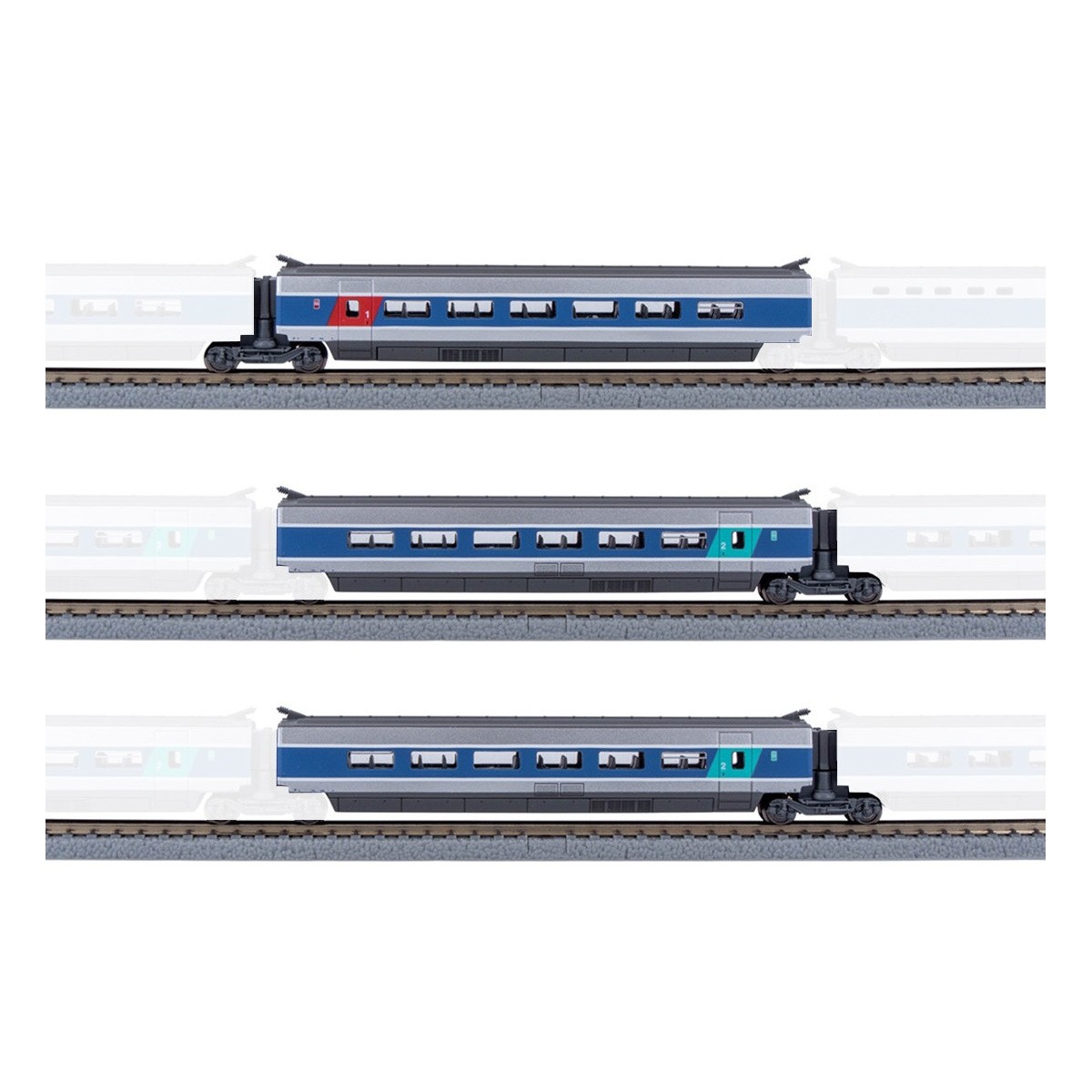 Azar T01-AB2 Set of 3 additional TGV Paris Sud-Est (PSE) cars, SNCF...