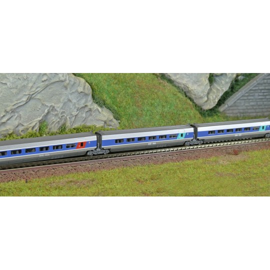 AZAR_T01-AB2-Azar T01-AB2 Set of 3 additional TGV Paris Sud-Est (PSE) cars, SNCF, Atlantique, Z scale