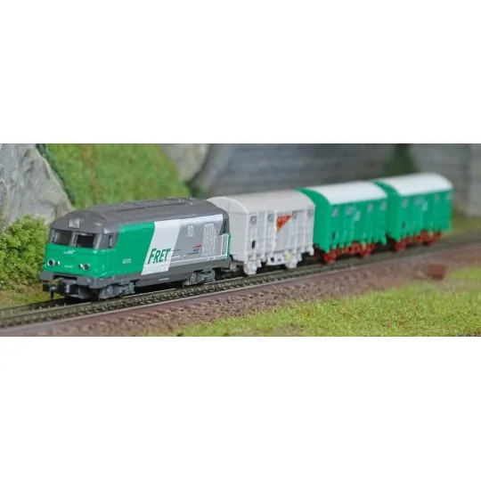 AZAR_AZP02-Azar AZP02 Freight Train Starter Set, SNCF BB 67400 Freight Locomotive, Z Scale