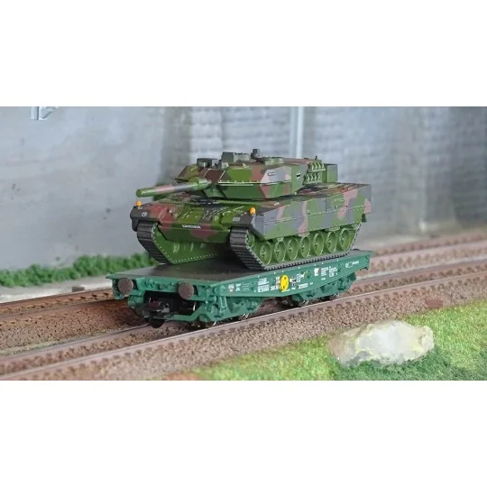 Marklin 48870 Rlmmps flat wagon for heavy load transport, DB, with ... Marklin_48870-Marklin 48870 Rlmmps flat wagon for heavy load transport, DB, with Leopard 2A6 tank