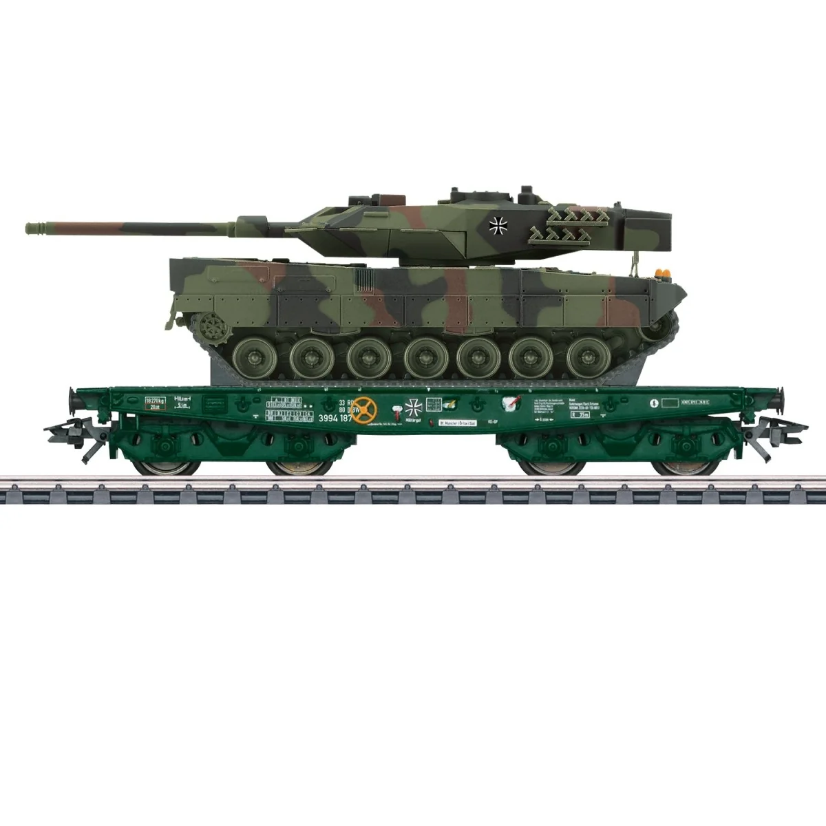 Marklin 48871 Rlmmps flat wagon for heavy load transport, DB, with ... Marklin 48871 Rlmmps flat wagon for heavy load transport, DB, with ...