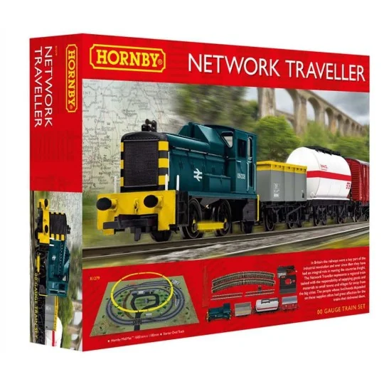 Hornby R1279P Network Traveller HO/OO Starter Set R1279P-Hornby R1279P Network Traveller Starter Set, diesel locomotive + wagons