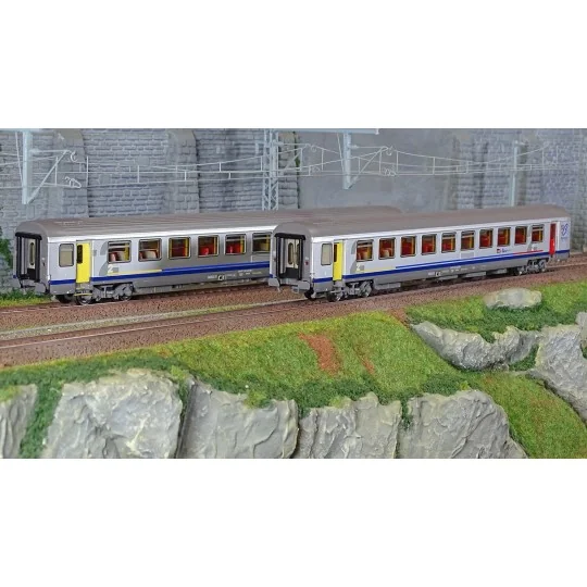 Lsm_41216-LS Models 41216 Set de 2 voitures VTU, B10tux / B10tuxh, livrée TER Bourgogne, SNCF, logo Carmillon, éclairées