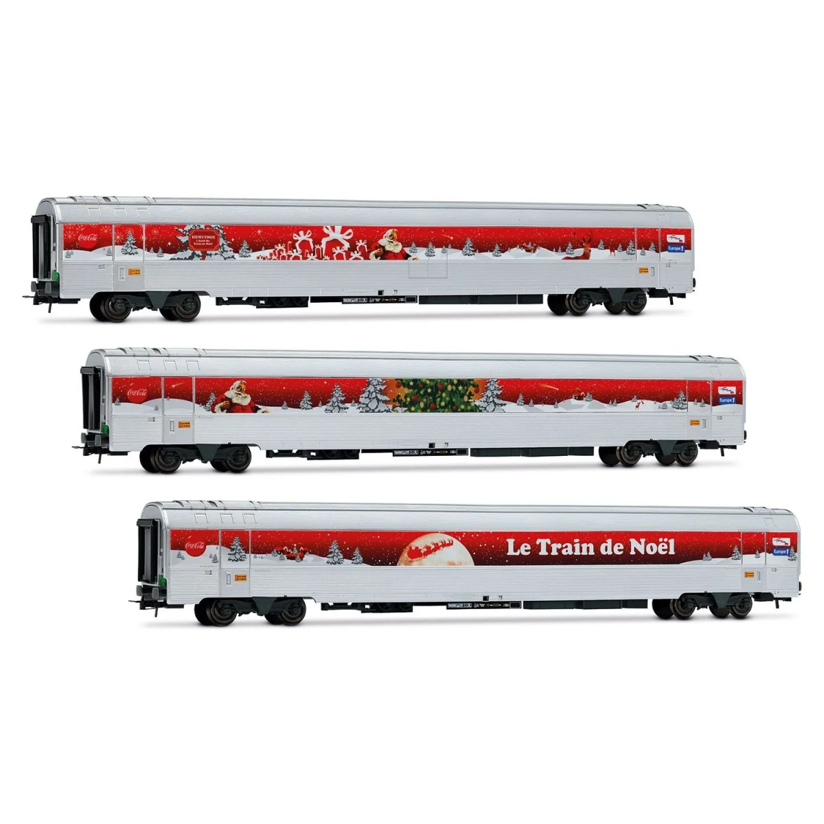 Jouef HJ4200 Set of 3 Coca-Cola Christmas Train Cars (2010) - HJ4200