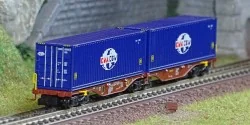 REE Modeles NW288 Container wagon Sggmrss 80 TOUAX, SNCF, 2 contain...