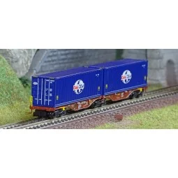 REE Modeles NW288 Container wagon Sggmrss 80 TOUAX, SNCF, 2 contain...